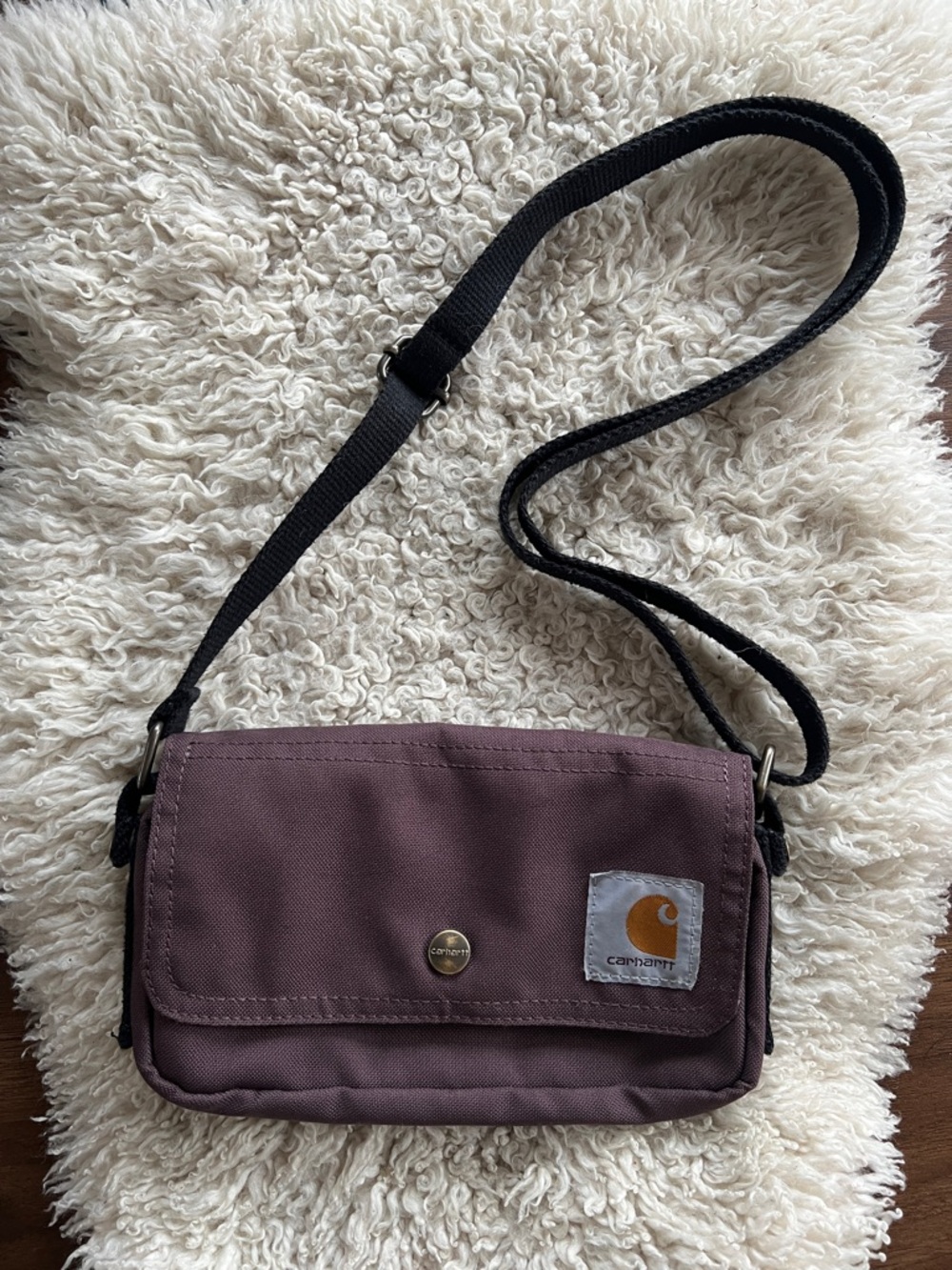 Carhartt Plum Crossbody Shoulder Bag with Black Strap